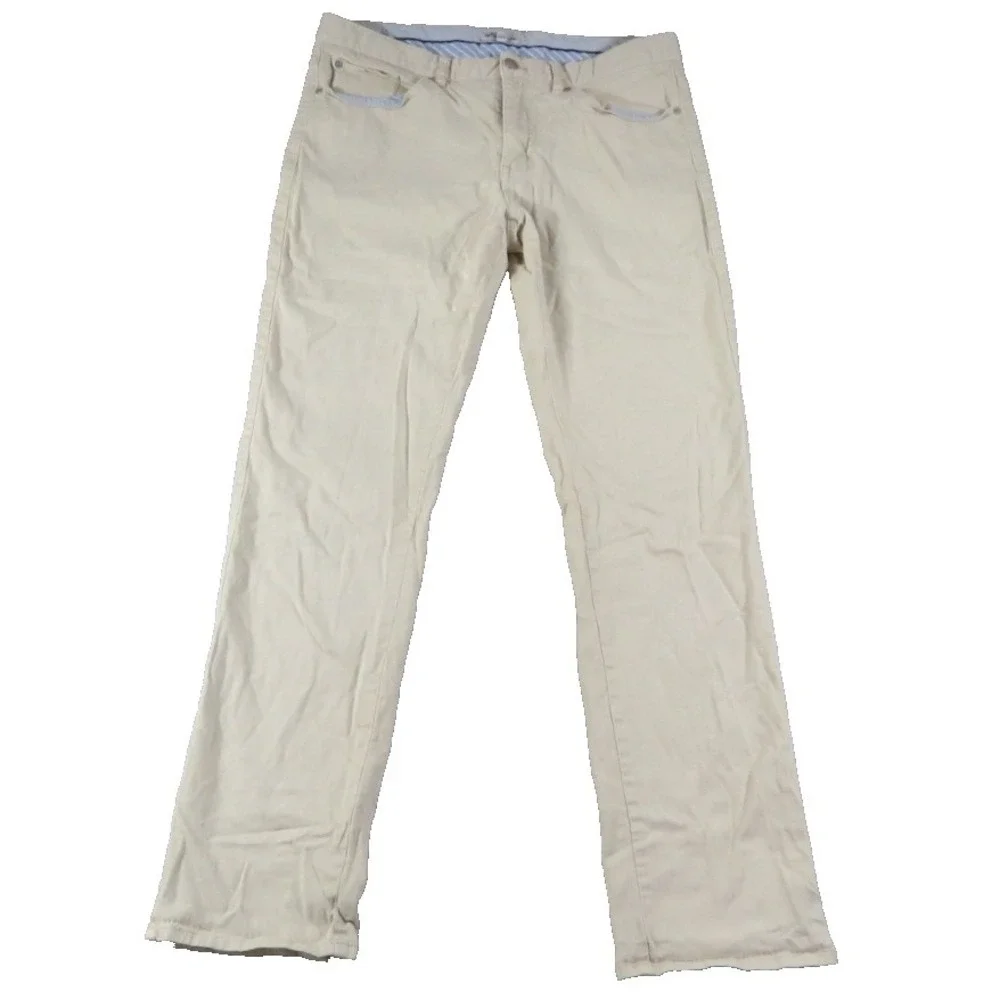 Peter Millar Crown Mens 34 Khaki Corduroy Pants Tan Straight Leg Business Casual